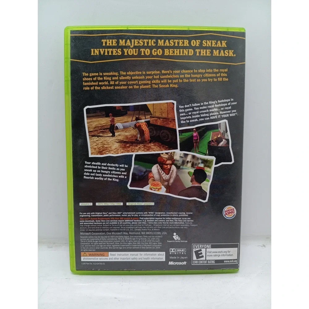 Xbox 360 Sneak King Game Used Complete With Manual